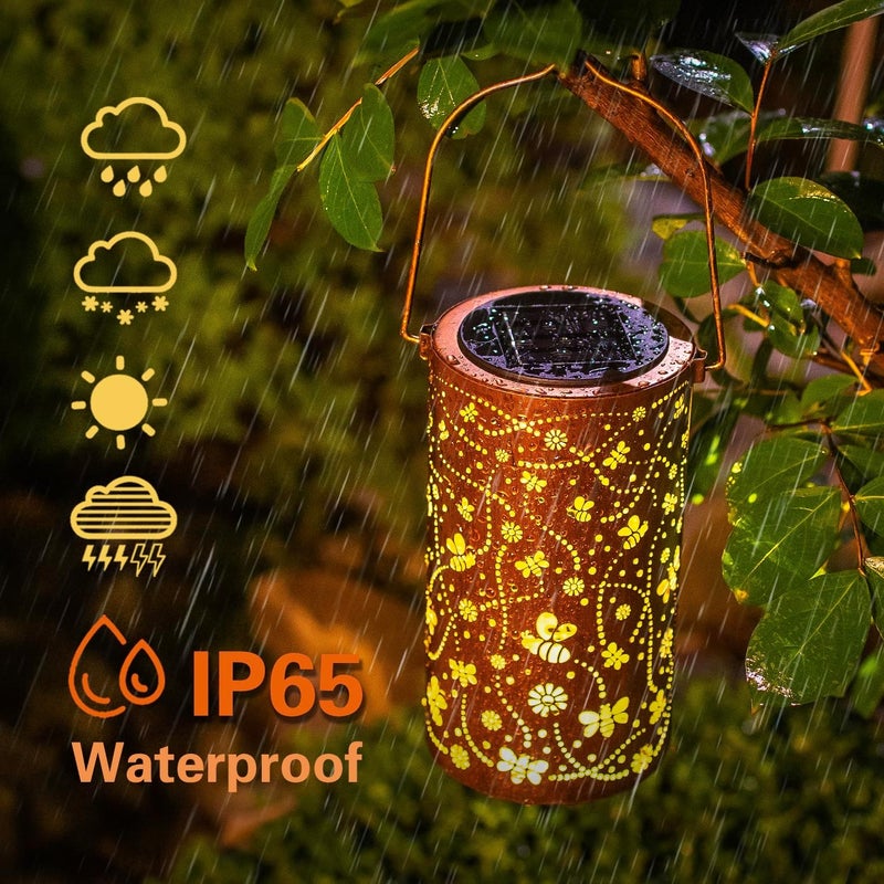 EZTZEN Bee Solar Lanterns Outdoor Waterproof Hanging Solar Lights Bee Gifts for Women Men Metal Decorative LED Bee Lanterns for Garden Decor,Yard,Patio,Lawn,Tabletop,Pathway,Landscape - Image 5